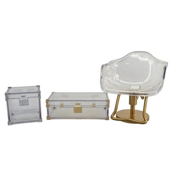 Rainbow High Other - Rainbow High Doll Furniture Set Clear Acrylic Salon Chair and 2 Storage Trunks